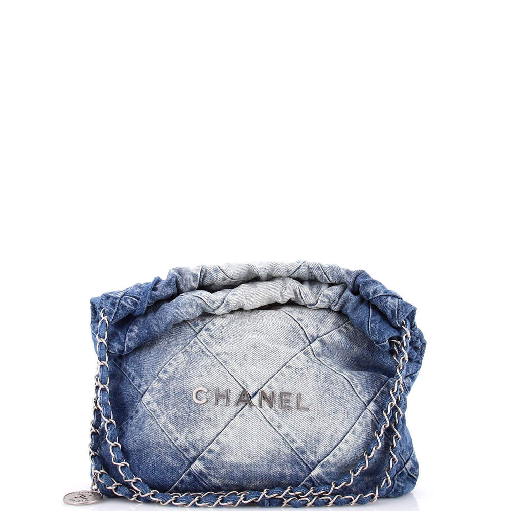 Chanel Small 22 Chain Hobo Quilted Denim